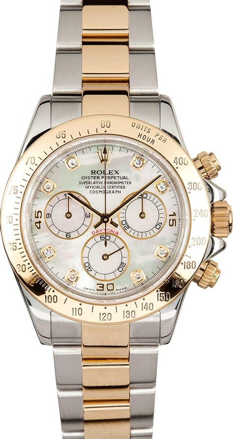 rolex daytona two tone mother of pearl|rolex daytona cosmograph 116523 blue.